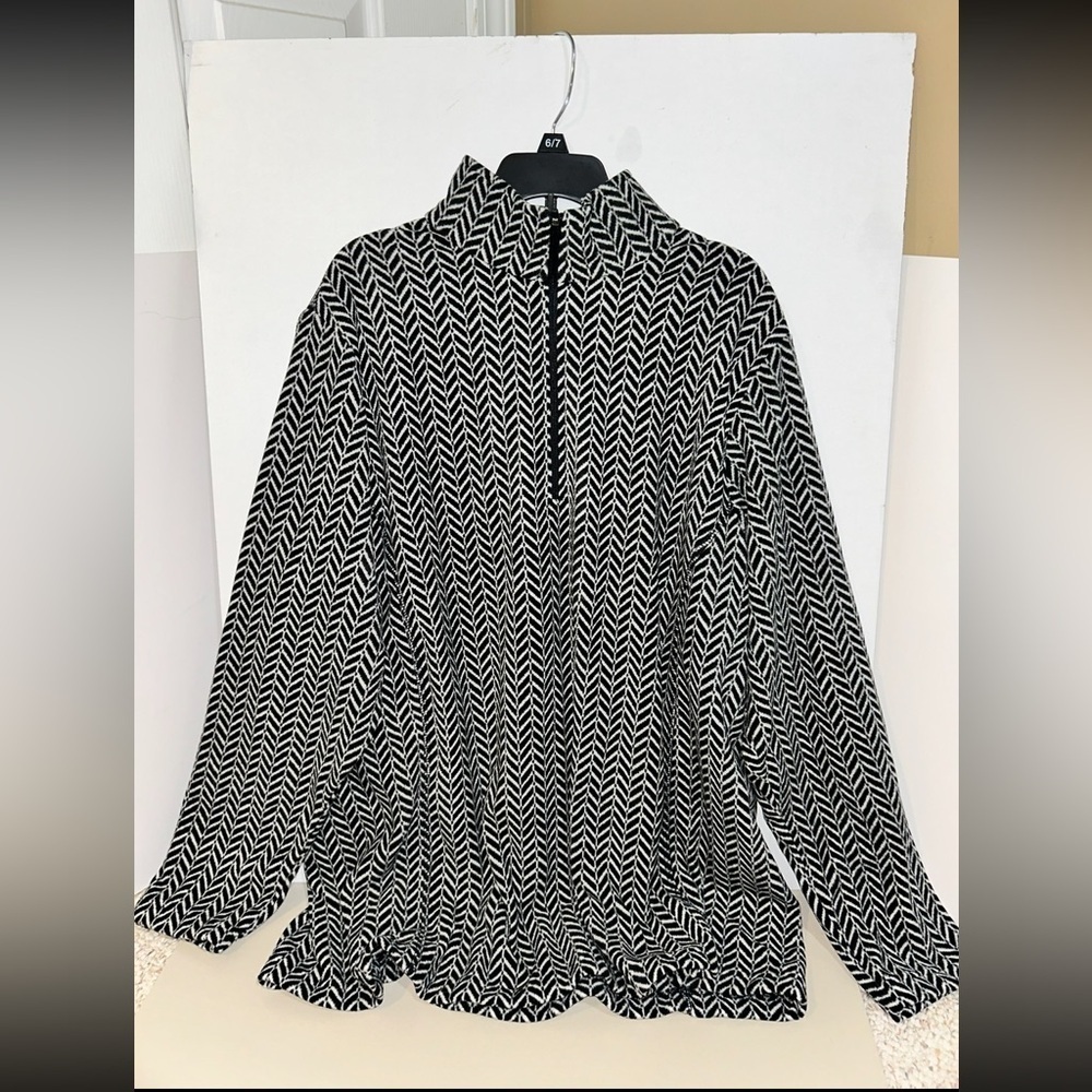 Lands' End Black and White Patterned Jacket